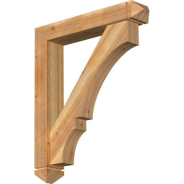 Ekena Millwork Balboa Arts and Crafts Rough Sawn Bracket w/ Offset Brace, Western Red Cedar, 6"W x 32"D x 38"H BKT0604X32X38BOA03RWR - main